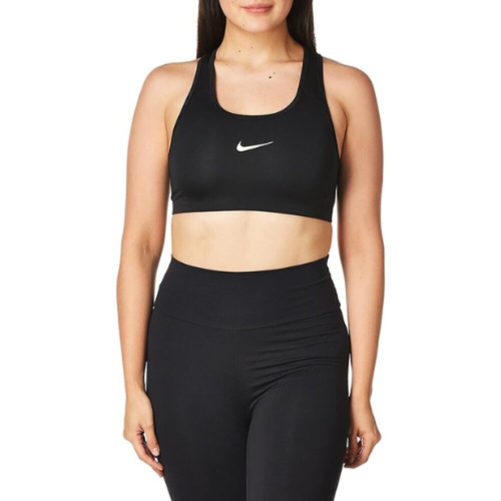 Nike Womens Medium Dri Fit Swoosh Black Sports Bra